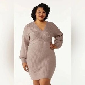 Cato | Plus Size Mixed Fabric Sweater Dress Various Sizes Available